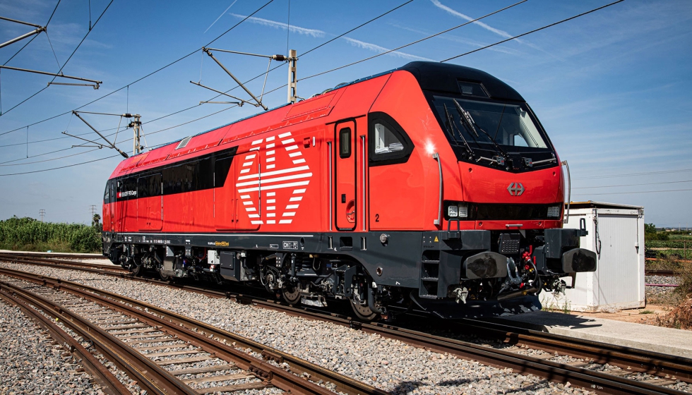La locomotora EURO DuFour en el rojo corporativo de SBB, con elementos visuales integrados de la flota general de los ferrocarriles suizos...