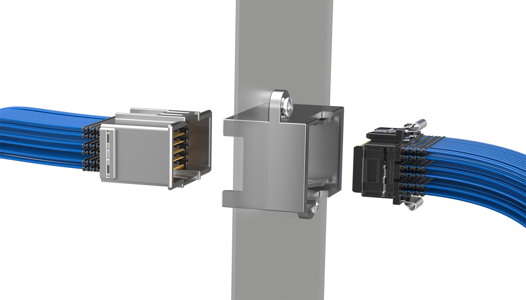 Los productos de cableado ARJ6 de Samtec se montan dentro de un soporte de retenci�n del panel 