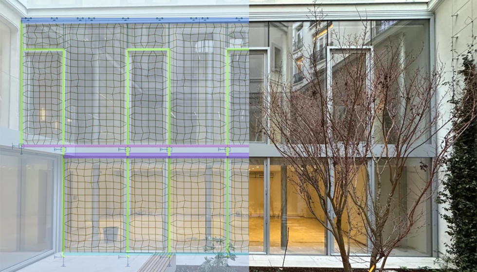 Fachada interior de un edificio de prestigio en Par�s y su correspondiente modelaci�n
