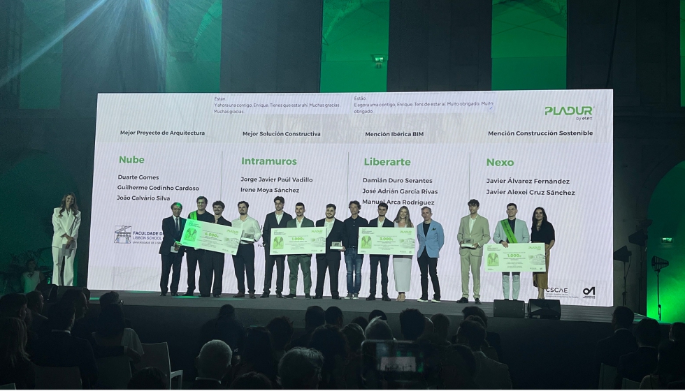 Foto de familia de los ganadores del Concurso de Soluciones Constructivas de Pladur que se fall� en Lisboa