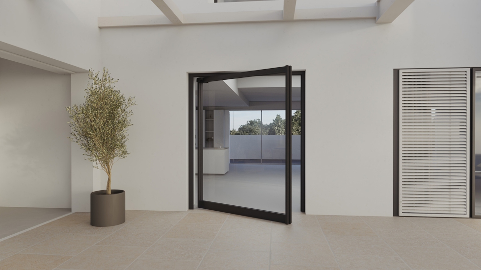 Axira de GEZE automatiza puertas pivotantes con hojas de hasta 450 kg y permite crear amplias zonas de acceso con el m�ximo confort y seguridad...