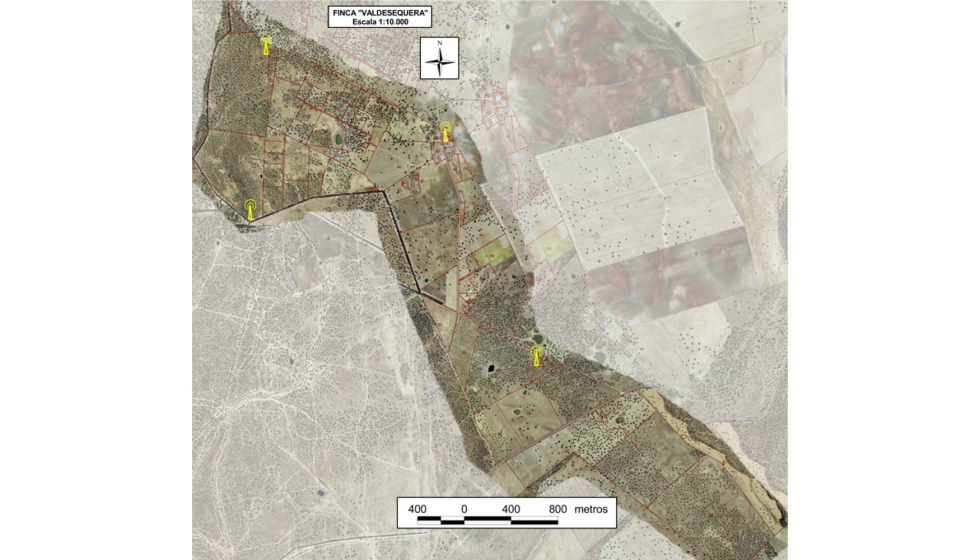 Figura 4. Disposici�n final de antenas en la finca Valdesequera