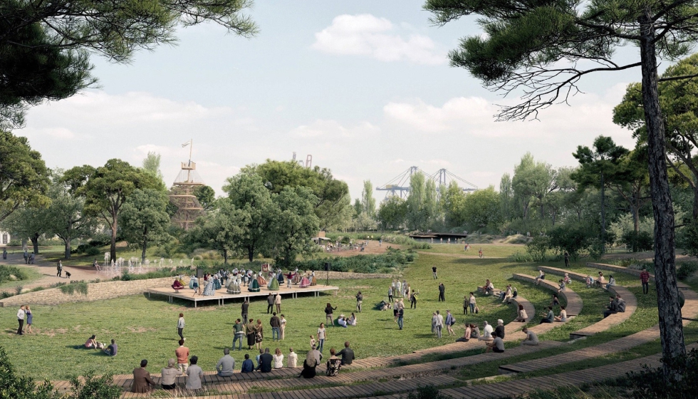 Imagen renderizada del proyecto ganador de la renaturalizaci�n del Parque de la Desembocadura de Valencia