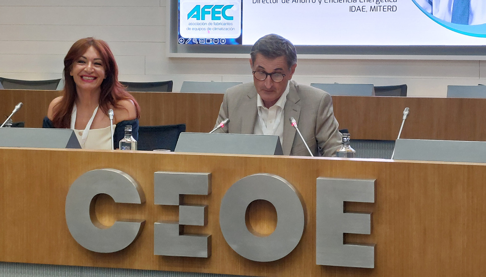 Susana Rodr�guez, presidenta de Aefyt junto a Pedro Antonio Prieto, director de Ahorro y Eficiencia Energ�tica del IDAE, inauguraron el encuentro...