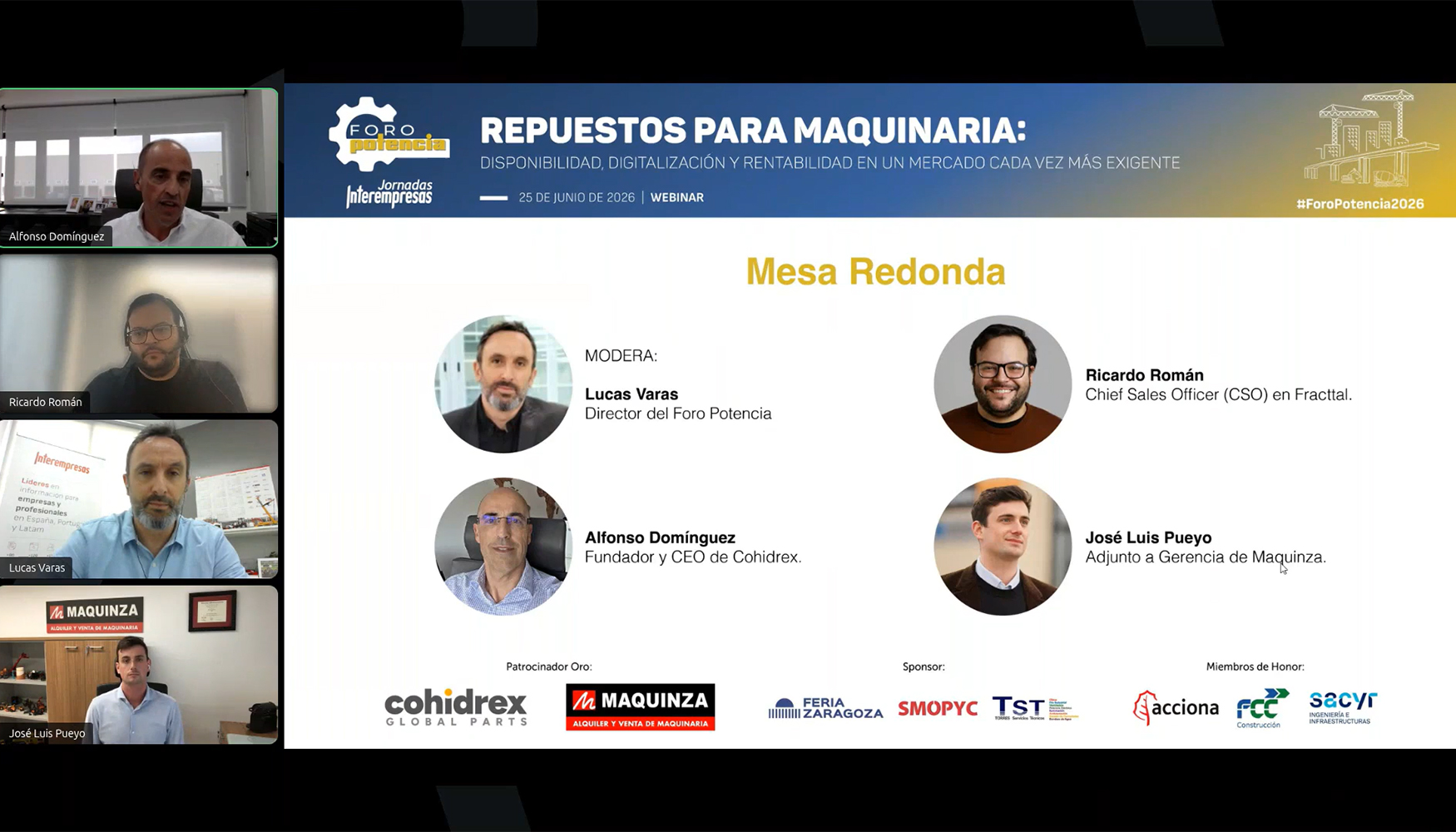 Participantes en el webinar del Foro Potencia 'Repuestos para maquinaria...