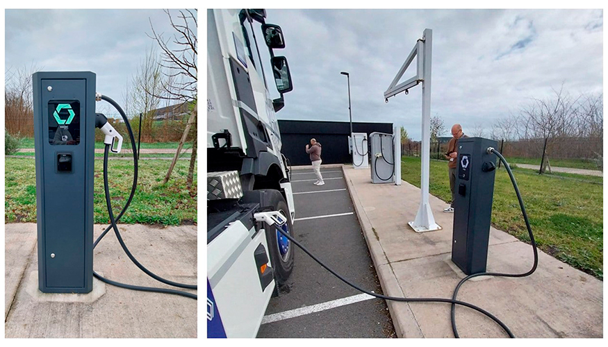 Imagen del nuevo PULSE 43 AC recargando un cami�n el�ctrico