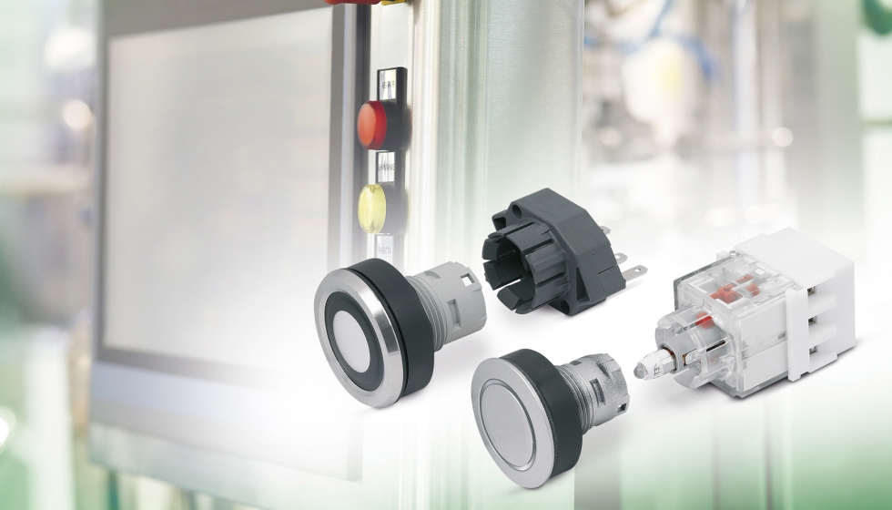 Los nuevos dispositivos de mando y se�alizaci�n de Norelem pueden combinarse de forma flexible con distintos elementos de contacto y de iluminaci�n e...