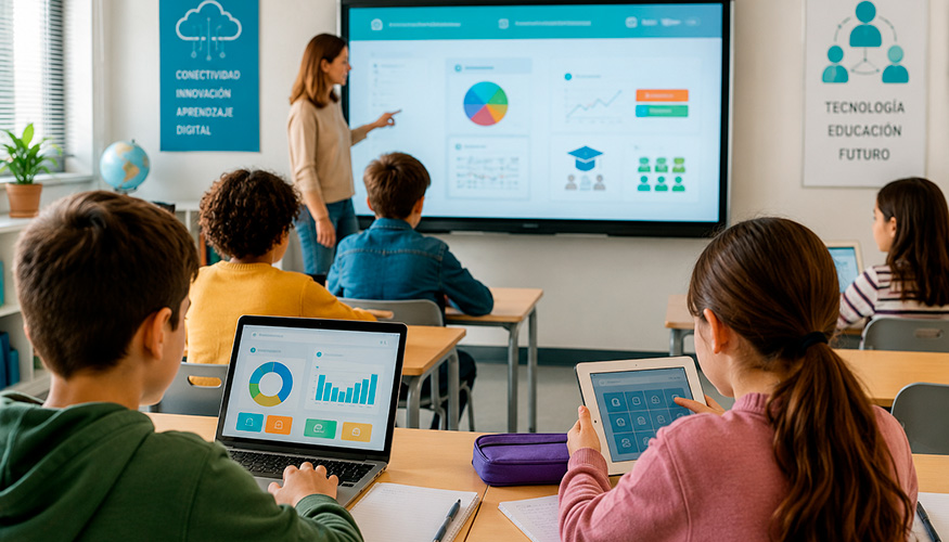 El 70,7 % de las aulas habituales dispone de sistemas digitales interactivos, un incremento de 8,8 puntos porcentuales respecto al curso 2022-2023...