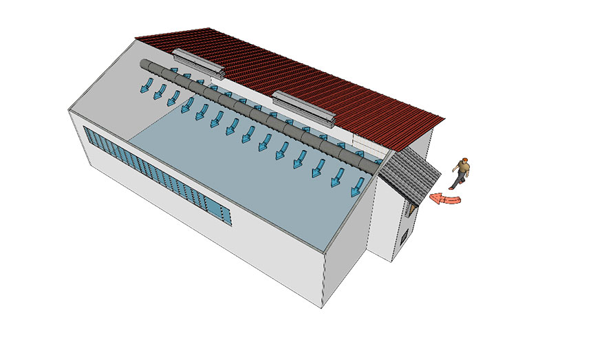 Figura 3. Difusi�n homog�nea del aire refrigerado en la nave a trav�s del sistema Lubratec
