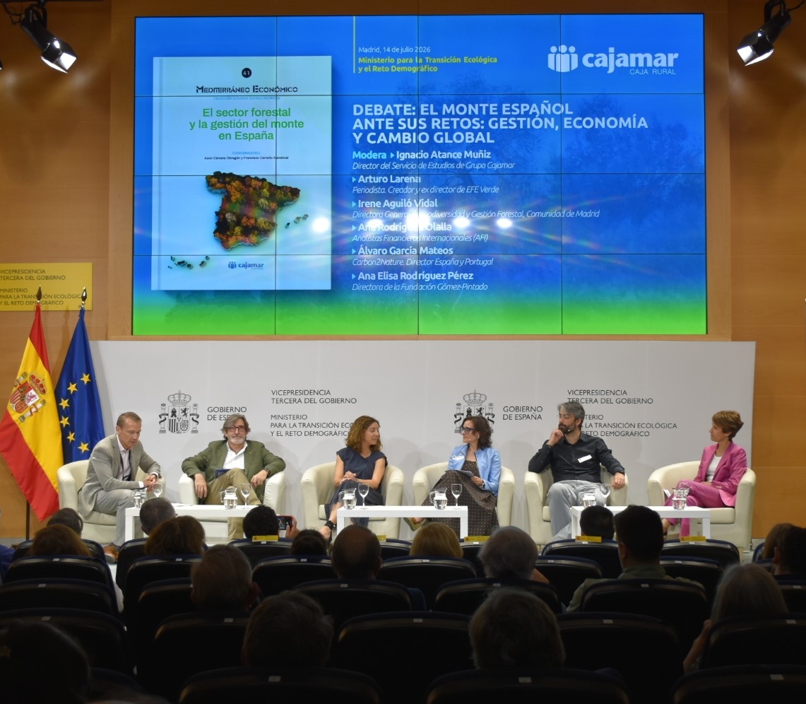 Imagen de los participantes en la mesa redonda 'El monte espa�ol ante sus retos: gesti�n, econom�a y cambio global', moderada por Ignacio Atance...