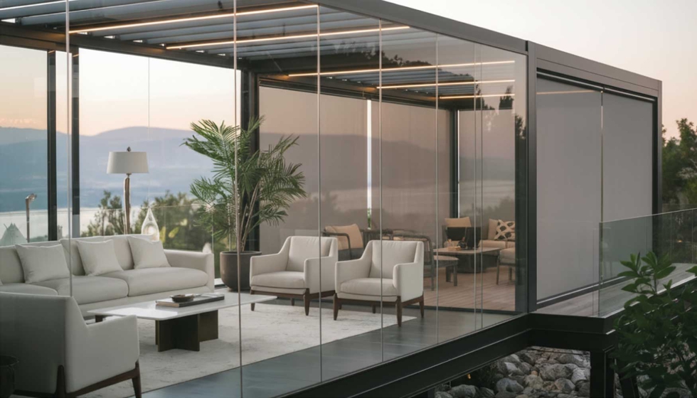 Innaltech cuenta con dos versiones de cortinas de crital para p�rgolas: Glasstech Slide y Glasstech Space