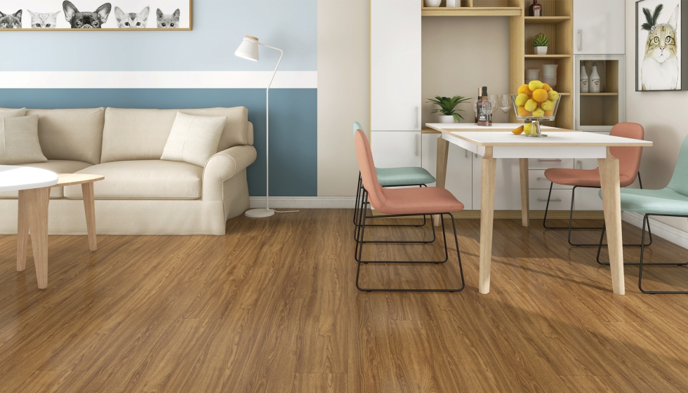 La colecci�n est� disponible en una amplia variedad de dise�os y acabados. Este es Roble Greco