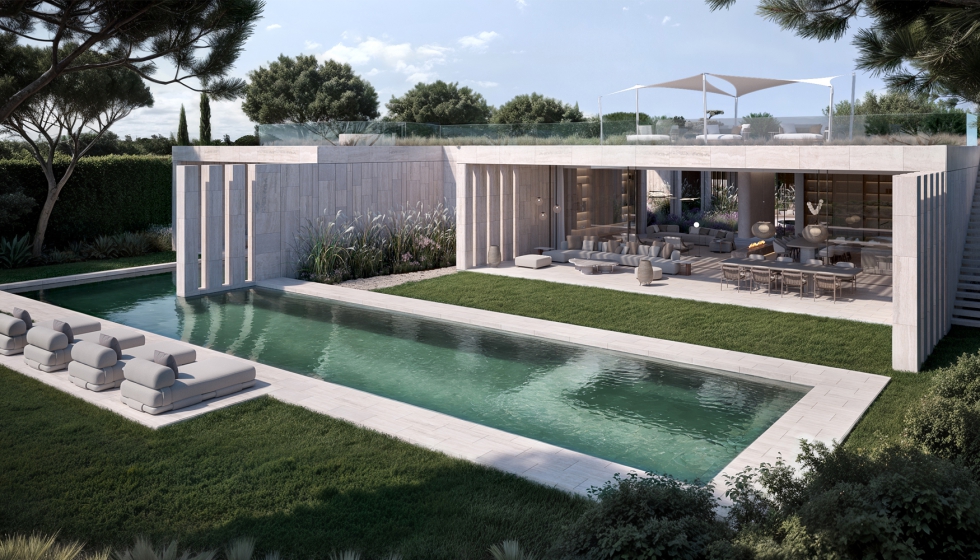 Villa MOON cuenta con una superficie construida de 1.219 metros cuadrados sobre una parcela de 2.565 metros cuadrados en Vilamoura, Algarve...