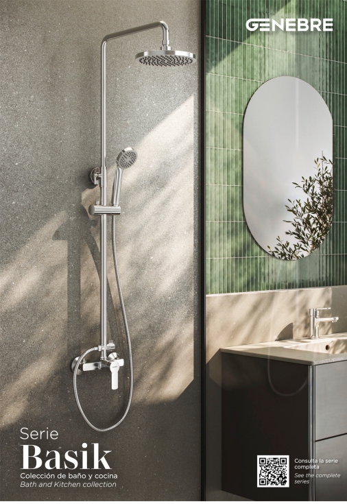 La nueva columna de ducha monomando extensible con kit, protagonista de la serie Basik