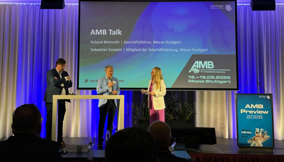 Roland Bleinroth y Sebastian Esswein, responsables de Messe Stuttgart, durante la presentaci�n internacional de AMB 2026 celebrada en Stuttgart...