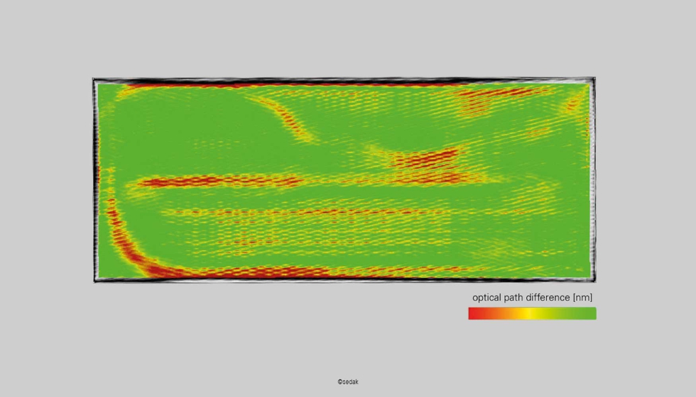 Imagen de escaneo en f�brica de vidrio templado convencional, que visualiza la distribuci�n de la anisotrop�a...