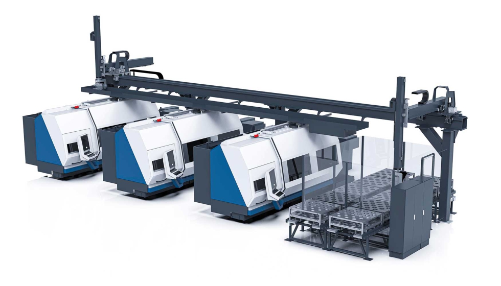 Robots de p�rtico con l�nea de mecanizado