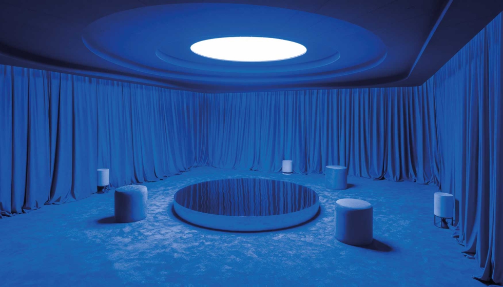 En la sala club el azul (T1.23.25) domina el espacio como una extensi�n de la personalidad de la artista