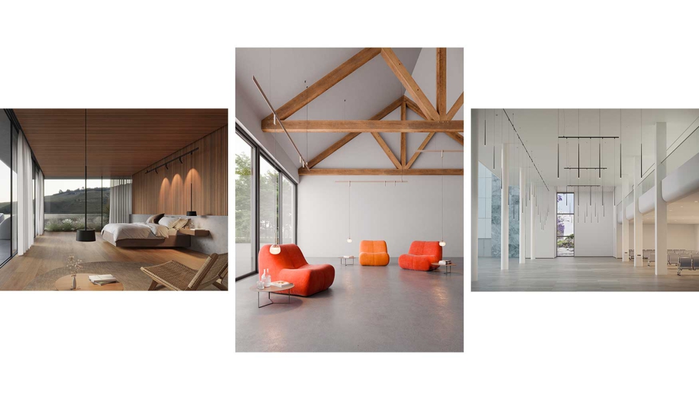 Los focos de acento y downlights permiten definir zonas de trabajo y suavizar la transici�n entre diferentes escenarios...