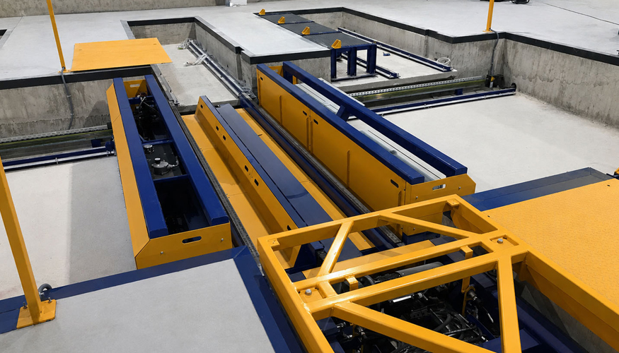 Detalle del sistema de elevaci�n transversal de Moldtech