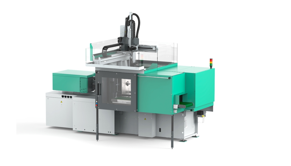 En Fakuma 2026, una Allrounder 1800 e Trend el�ctrica, equipada con una protecci�n compacta y un sistema de robot Multilift Select 16...