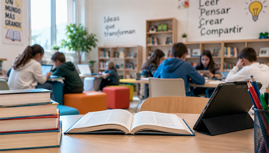 El equilibrio entre recursos digitales y materiales tradicionales, como los libros y las bibliotecas escolares...