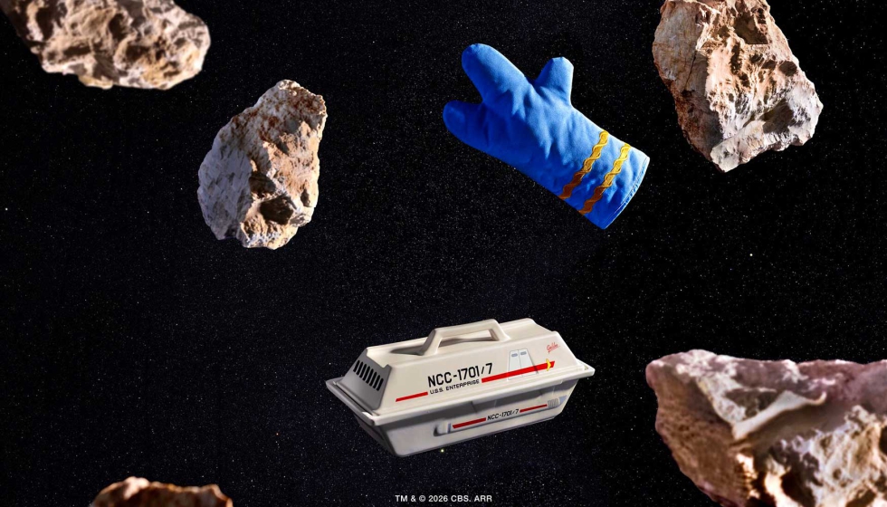 Bandeja rectangular Galileo y guante de horno Live Long & Prosper