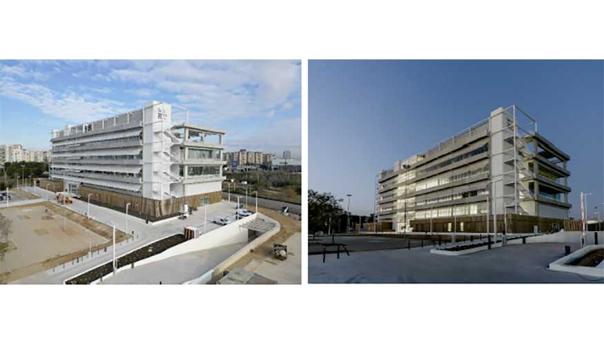 A la izquierda: figura 3. Exterior de SEM_01. Fotograf�as del avance de la construcci�n. Foto: b720; A la derecha: Figura 4. Exterior de SEM_02...