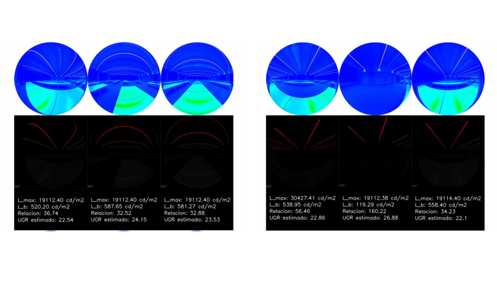 Mapas de luminancia normalizados con zonas marcadas