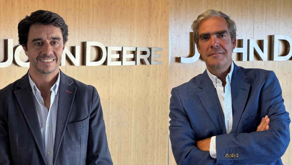 Eduardo Mart�nez de Ubago y Jaime Muguiro, en la sede de John Deere en Parla (Madrid)