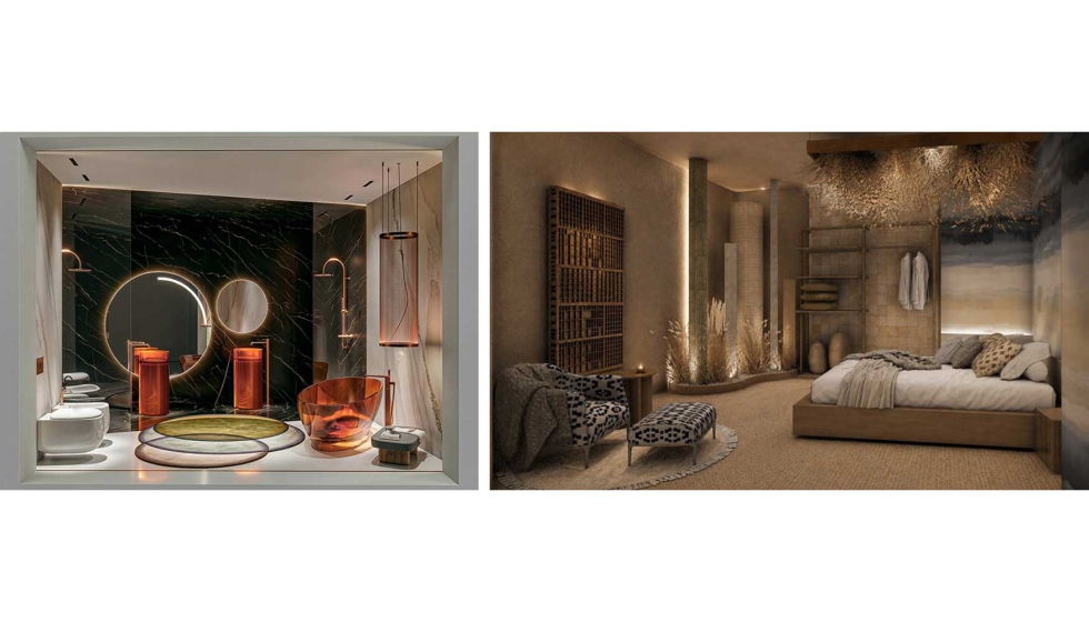 A la izquierda, la Suite Porcelanosa; y a la derecha, la propuesta de Studio HC