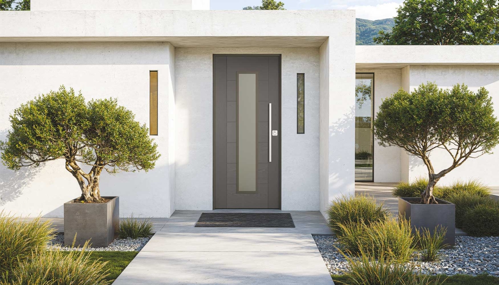 HELIOS GLASS: Puerta acorazada RC3 con vidrio blindado y panel exterior de fibra de vidrio KRONOS�