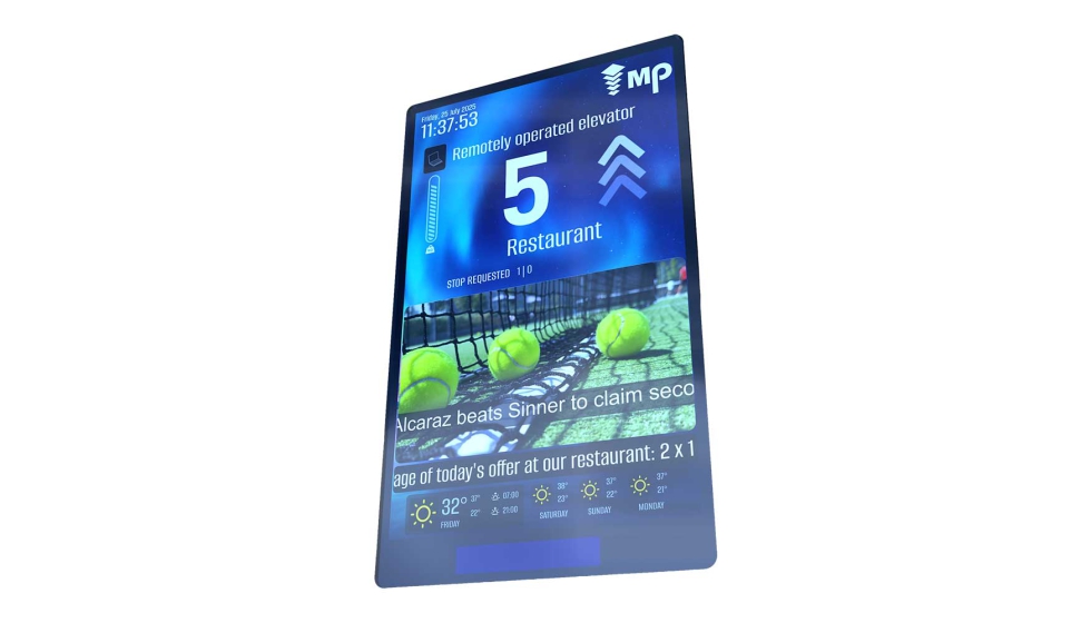 El display TFT-100x de 10 pulgadas muestra informaci�n de funcionamiento y contenidos multimedia en la botonera de cabina...