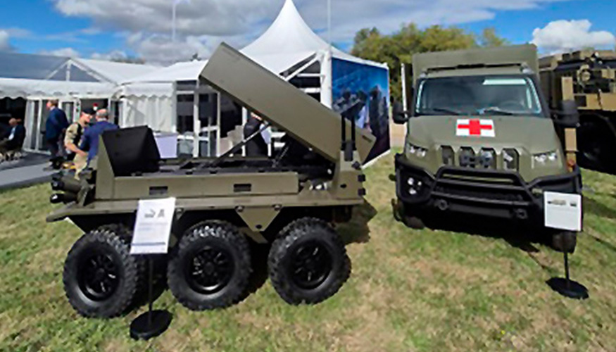 IDV expuso en DVD 2026 su veh�culo terrestre no tripulado Viking y el MUV Military Utility Vehicle de IDV en configuraci�n de ambulancia...