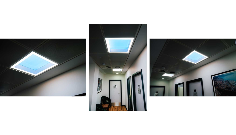 Las claraboyas de NatureConnect ofrecen vistas a un cielo simulado y est�n dise�adas para integrarse visualmente como si fueran ventanas reales...