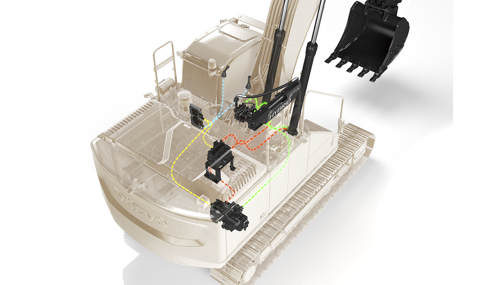 Esquema de la tecnolog�a h�brida de la EC300E Hybrid