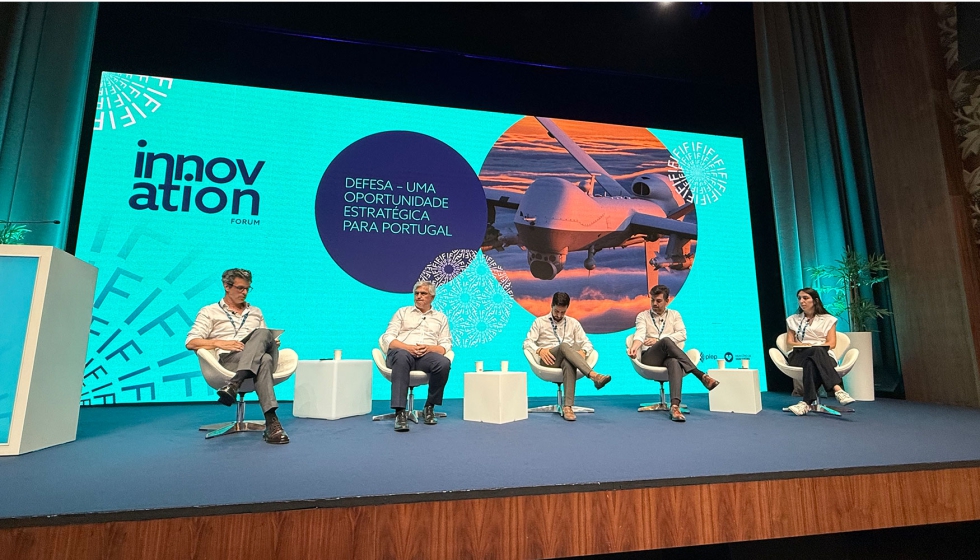Pedro Petiz, da Tekever, Carlos Mota, da Beyond Composite, Raul Louren�o do AED Cluster, e Ana Reis, da IdD Portugal Defence...
