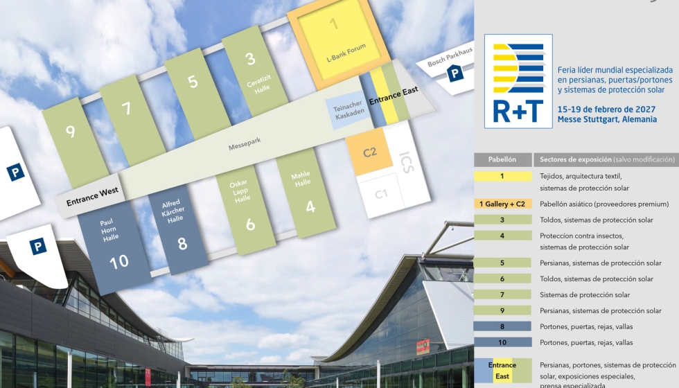 R+T 2027 ocupar� todo el recinto ferial de Messe Stuttgart. Imagen: Messe Stuttgart