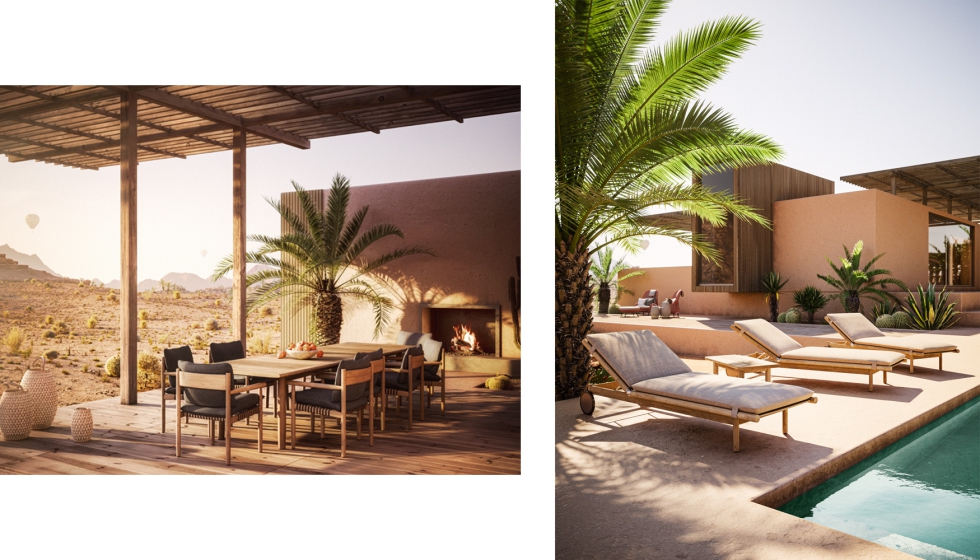 La gama incluye mesas de centro, butacas lounge, mesas de comedor de hasta 338 cm y sillas de playa espec�ficas