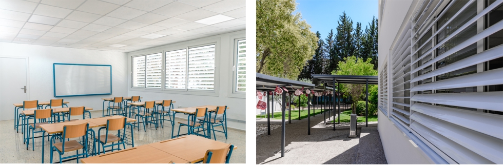 Detalle del interior y exterior de las actuaciones de impermeabilizaci�n realizadas en este equipamiento educativo
