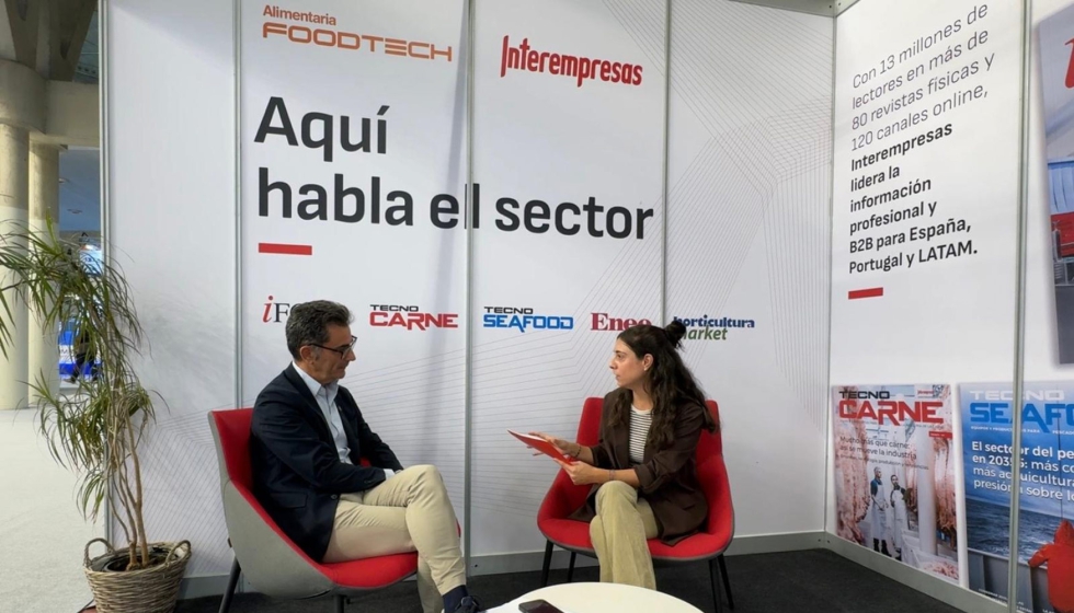 Daniel Marsol, director de Comunicaci�n de Bon �rea, durante su entrevista en el stand de Interempresas en Alimentaria FoodTech...