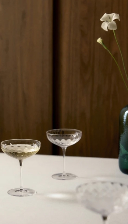 Copas de champ�n de vidrio soplado