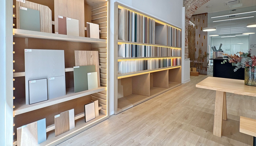 La selecci�n de materiales y tonalidades busca mantener el protagonismo de los decorativos expuestos y favorecer la continuidad visual del conjunto...