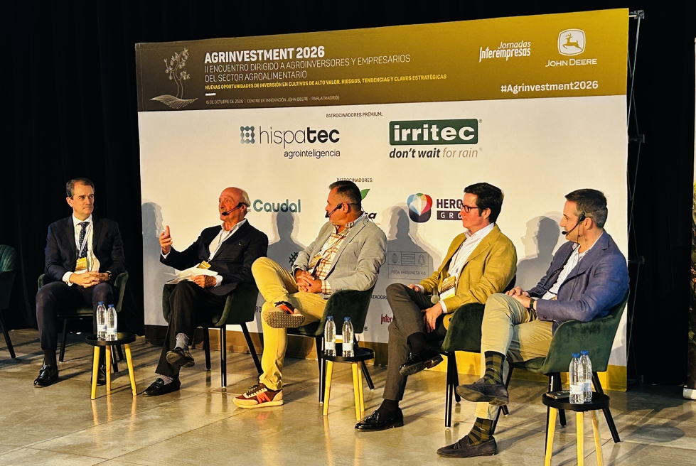 Participantes en la mesa redonda 'La renta agr�cola: selecci�n del cultivo, geopol�tica y disponibilidad de tierra' celebrada en AGRINVESTMENT 2026...
