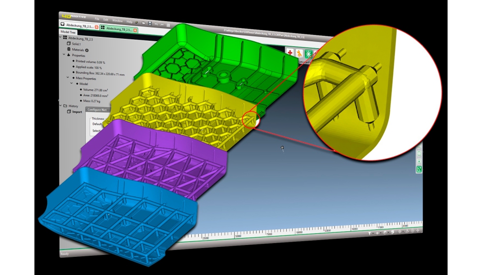 Creaci�n de estructuras de refuerzo con la nueva funci�n Stiffener de 4D_Additive. Foto: CT CoreTechnologie GmbH