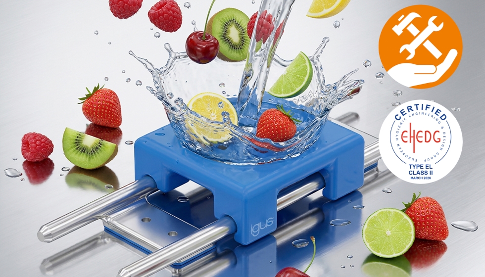 La gu�a lineal Drylin W de Igus es la primera gu�a lineal con certificaci�n oficial de la EHEDG para la industria alimentaria. Foto: Igus SE & Co. KG...