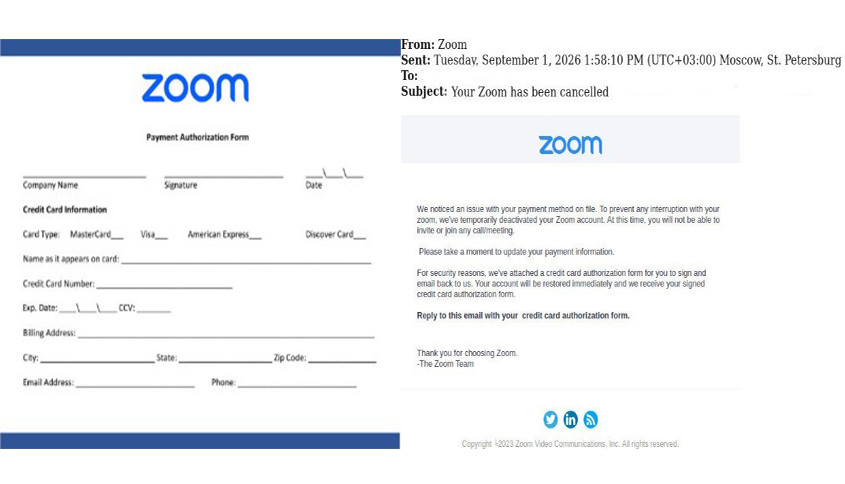 Ejemplos de correos electr�nicos de phishing que se hacen pasar por mensajes oficiales de Zoom