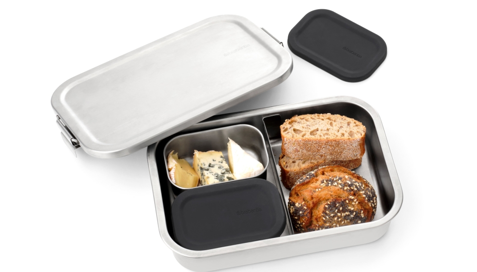 T�per Bento de acero inoxidable Make & Take de Brabantia, con compartimentos interiores para organizar y separar los alimentos...