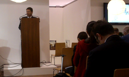 Un momento de la rueda de prensa organizada por Fayat en Intermat 2012