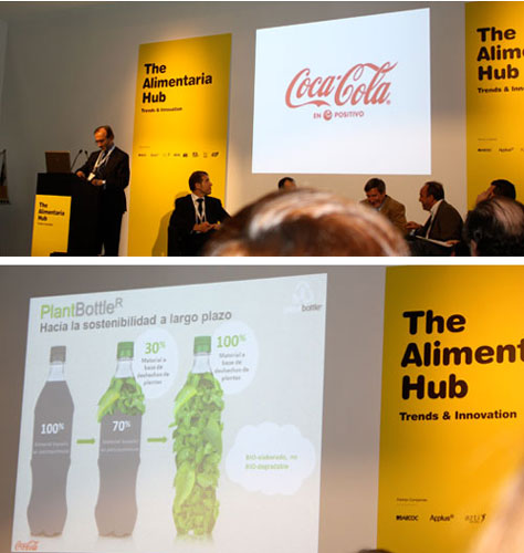 Juan Jos Litrn, director de relaciones corporativas de Coca Cola. Debajo, el nuevo envase elaborado a partir de fuentes renovables...